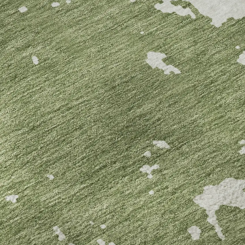 8' Green And Beige Abstract Washable Round Rug With UV Protection Photo 9