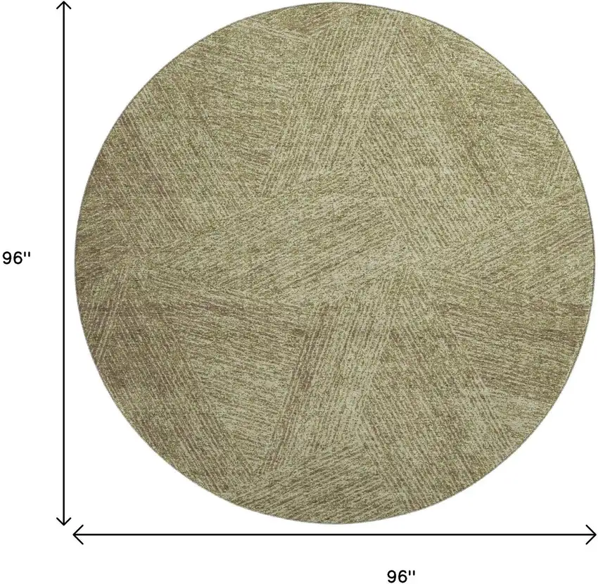 8' Green And Beige Abstract Washable Round Rug With UV Protection Photo 9
