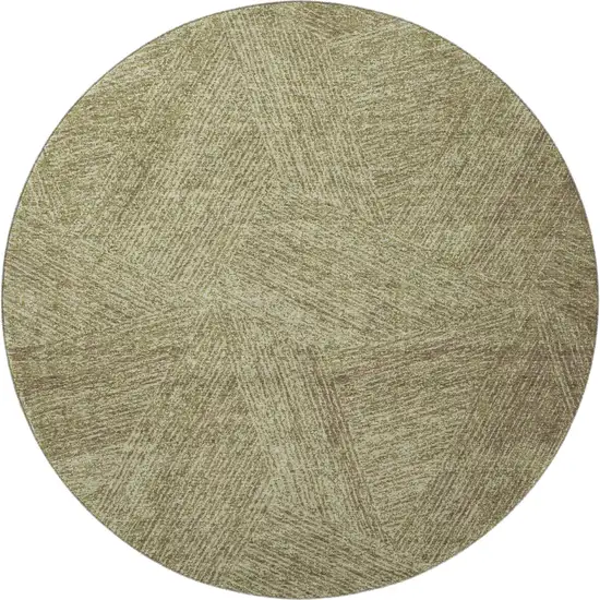 8' Green And Beige Abstract Washable Round Rug With UV Protection Photo 3