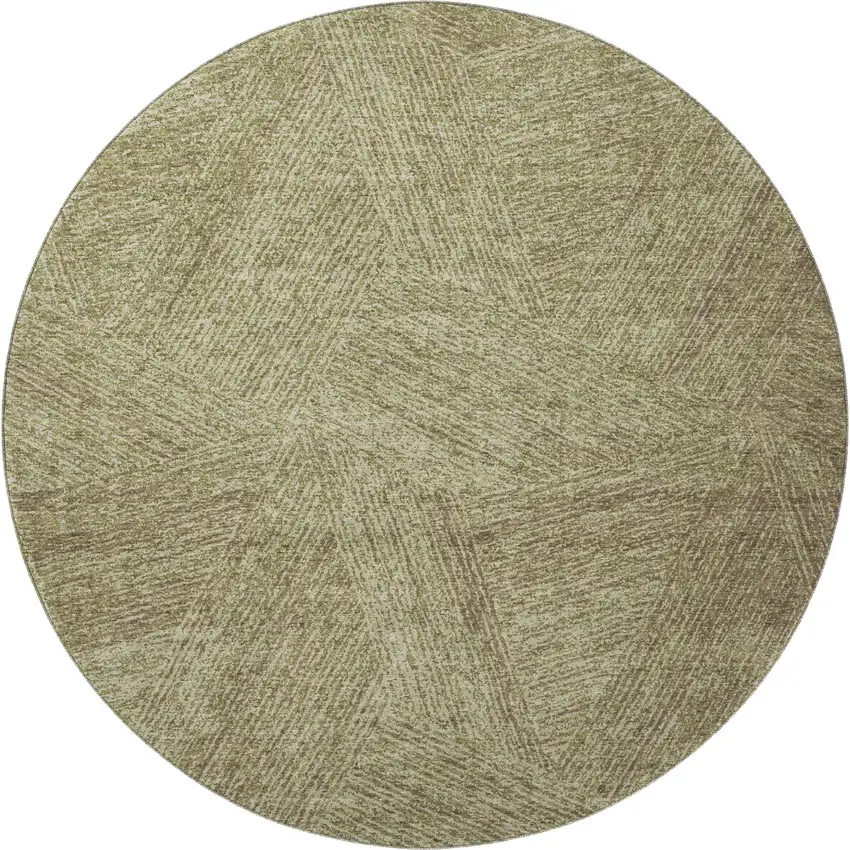8' Green And Beige Abstract Washable Round Rug With UV Protection Photo 3