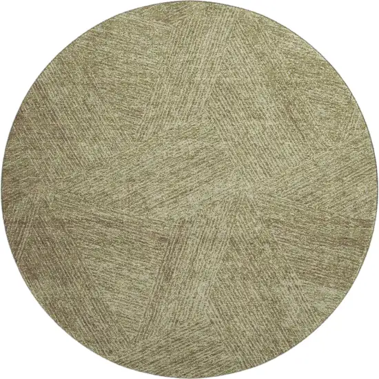 8' Green And Beige Abstract Washable Round Rug With UV Protection Photo 1