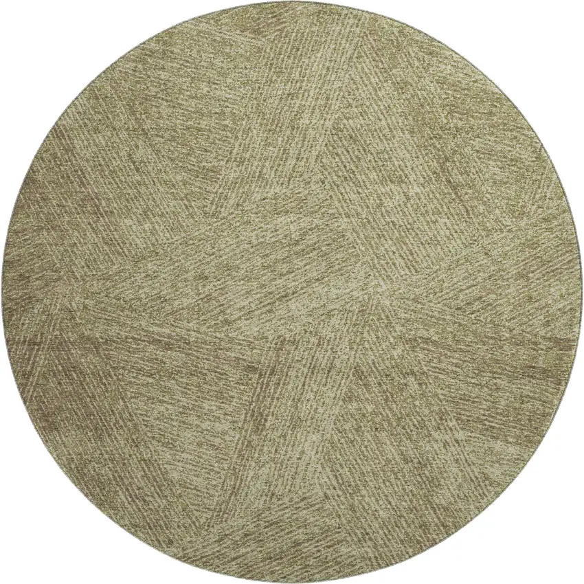 8' Green And Beige Abstract Washable Round Rug With UV Protection Photo 1