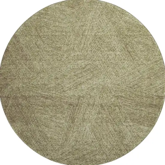 8' Green And Beige Abstract Washable Round Rug With UV Protection Photo 2