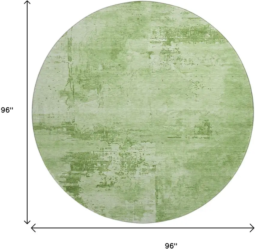 8' Green And Beige Abstract Washable Round Rug With UV Protection Photo 9