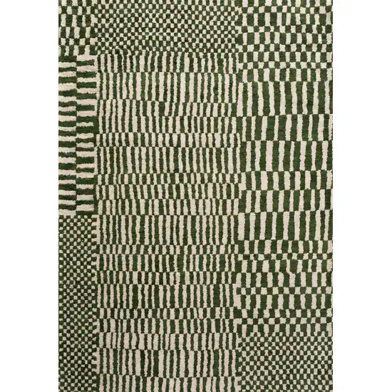 5' Green And Beige Geometric Washable Round Rug With UV Protection Photo 2