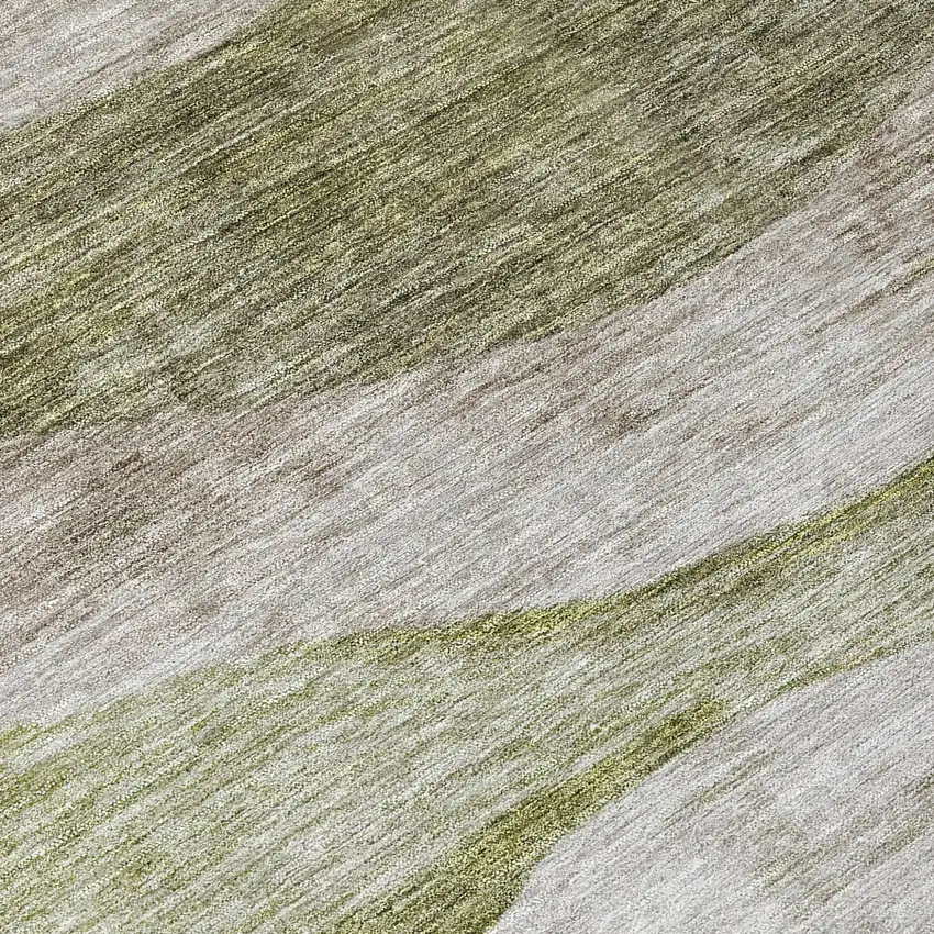 8' Green And Beige Round Abstract Washable Indoor Outdoor Area Rug Photo 9