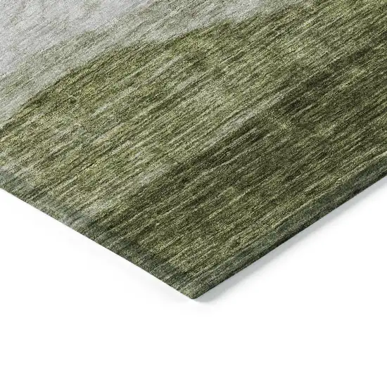8' Green And Beige Round Abstract Washable Indoor Outdoor Area Rug Photo 4