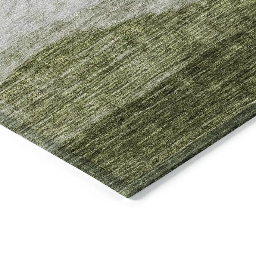 8' Green And Beige Round Abstract Washable Indoor Outdoor Area Rug Photo 4