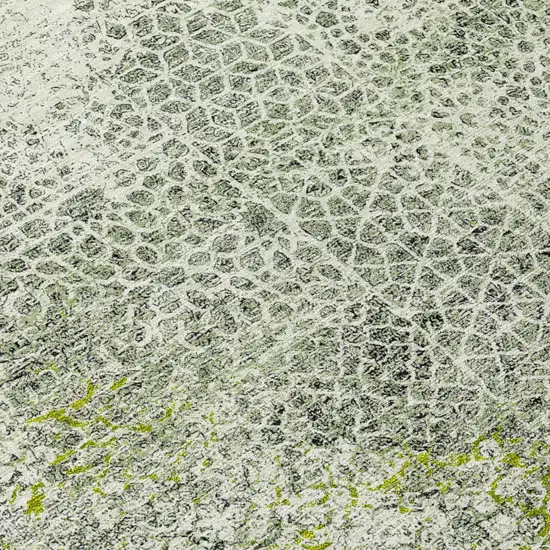 8' Green And Beige Round Abstract Washable Indoor Outdoor Area Rug Photo 6