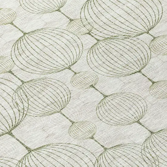 8' Green And Beige Round Geometric Washable Indoor Outdoor Area Rug Photo 9