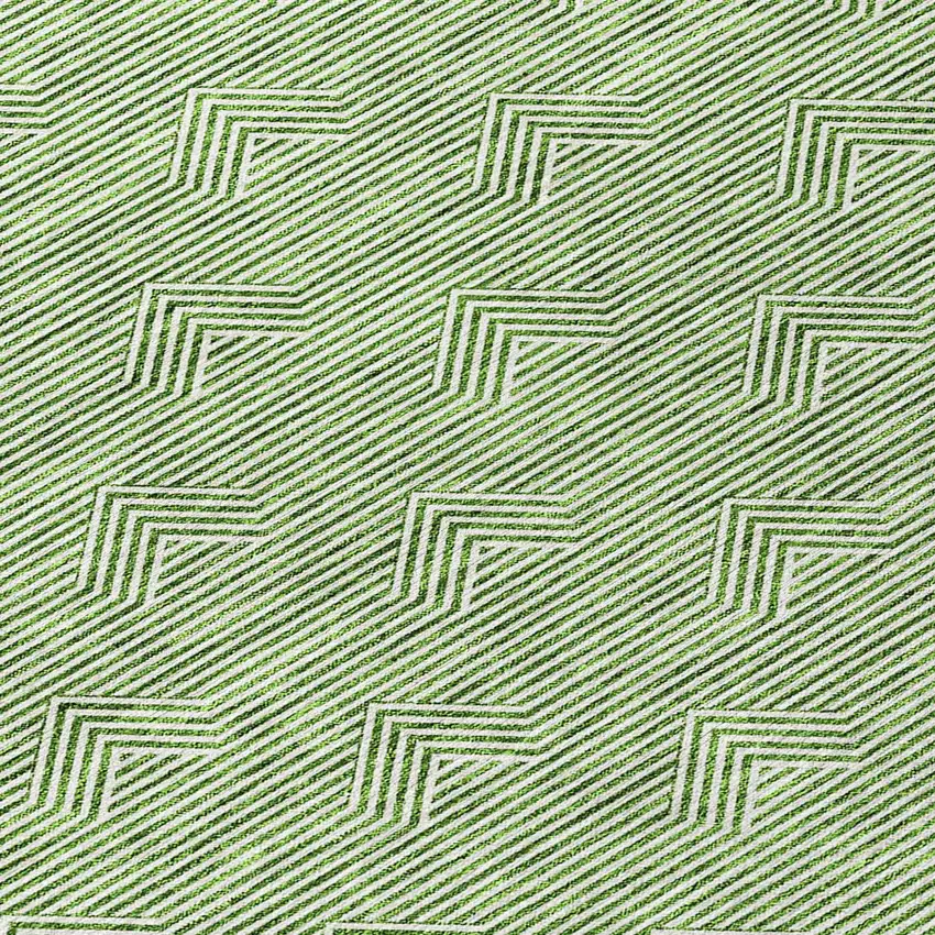 8' Green And Beige Round Geometric Washable Indoor Outdoor Area Rug Photo 8