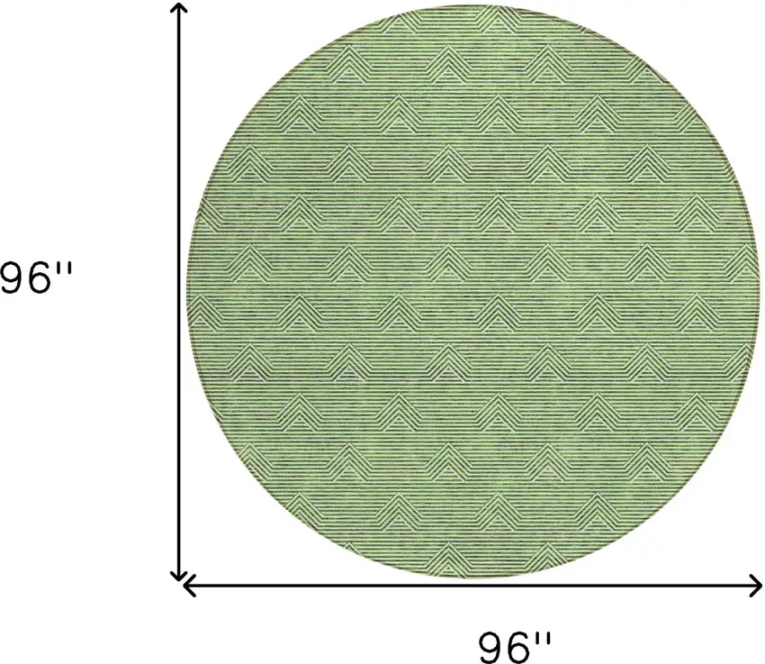 8' Green And Beige Round Geometric Washable Indoor Outdoor Area Rug Photo 3