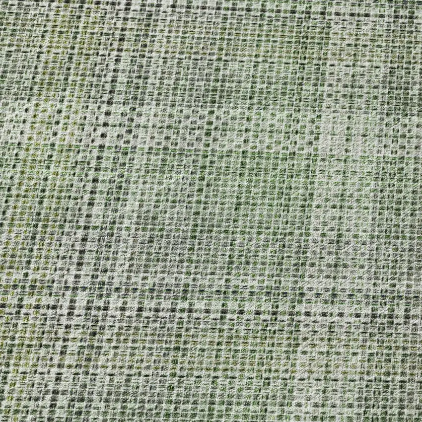 8' Green And Beige Round Plaid Washable Indoor Outdoor Area Rug Photo 5