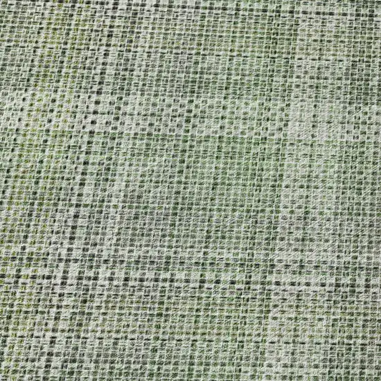 8' Green And Beige Round Plaid Washable Indoor Outdoor Area Rug Photo 5