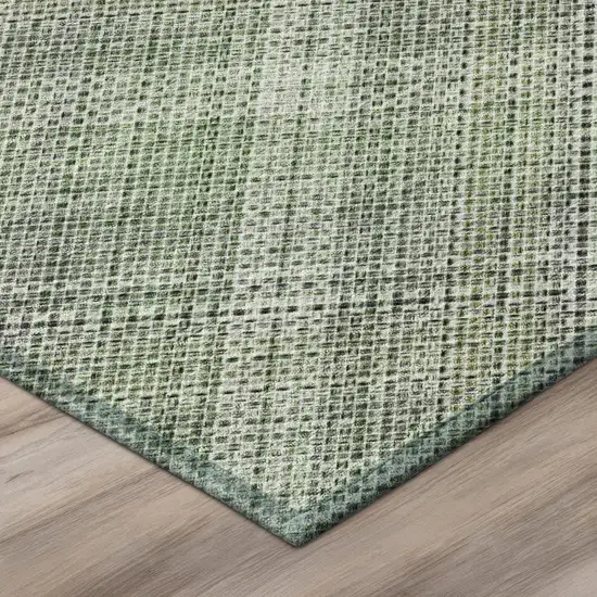 8' Green And Beige Round Plaid Washable Indoor Outdoor Area Rug Photo 9