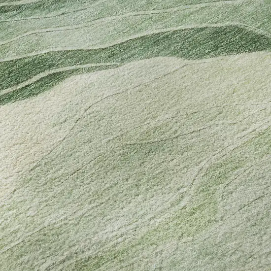 8' Green And Beige Striped Washable Area Rug With UV Protection Photo 9