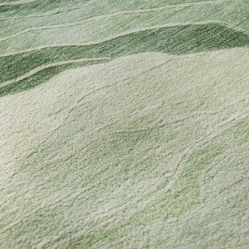 8' Green And Beige Striped Washable Area Rug With UV Protection Photo 9