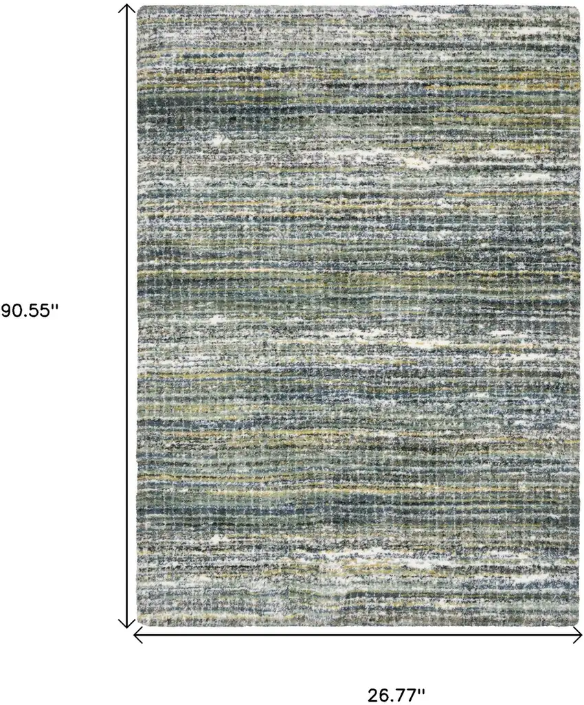8' Green And Blue Geometric Runner Rug Photo 3