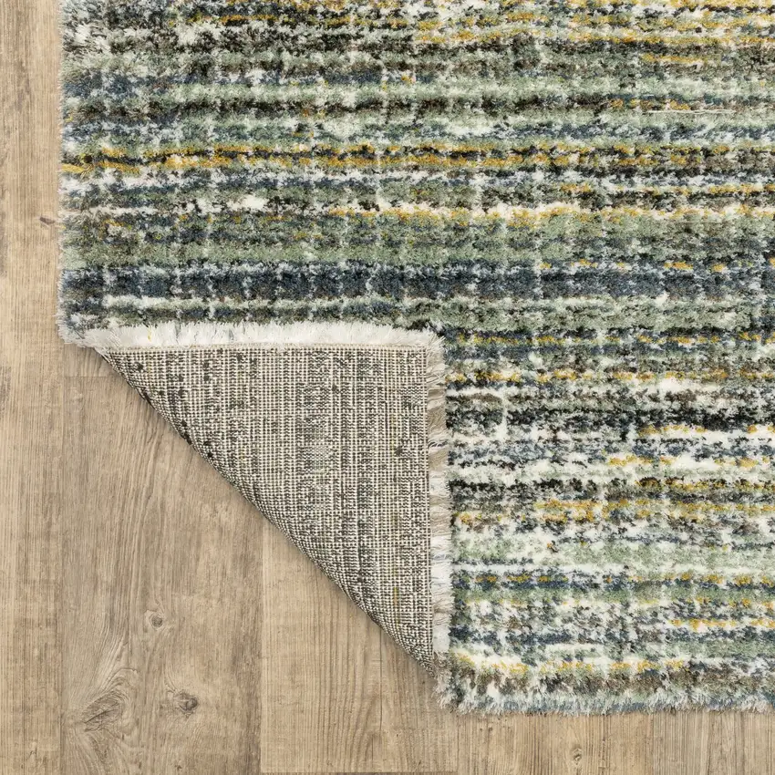 8' Green And Blue Geometric Runner Rug Photo 7