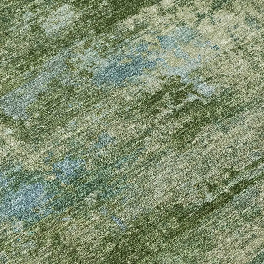 8' Green And Blue Round Abstract Washable Indoor Outdoor Area Rug Photo 9