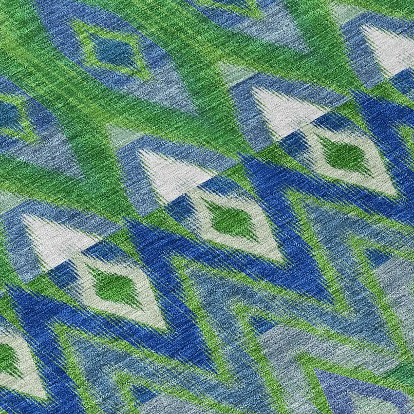 8' Green And Blue Round Southwestern Washable Indoor Outdoor Area Rug Photo 4