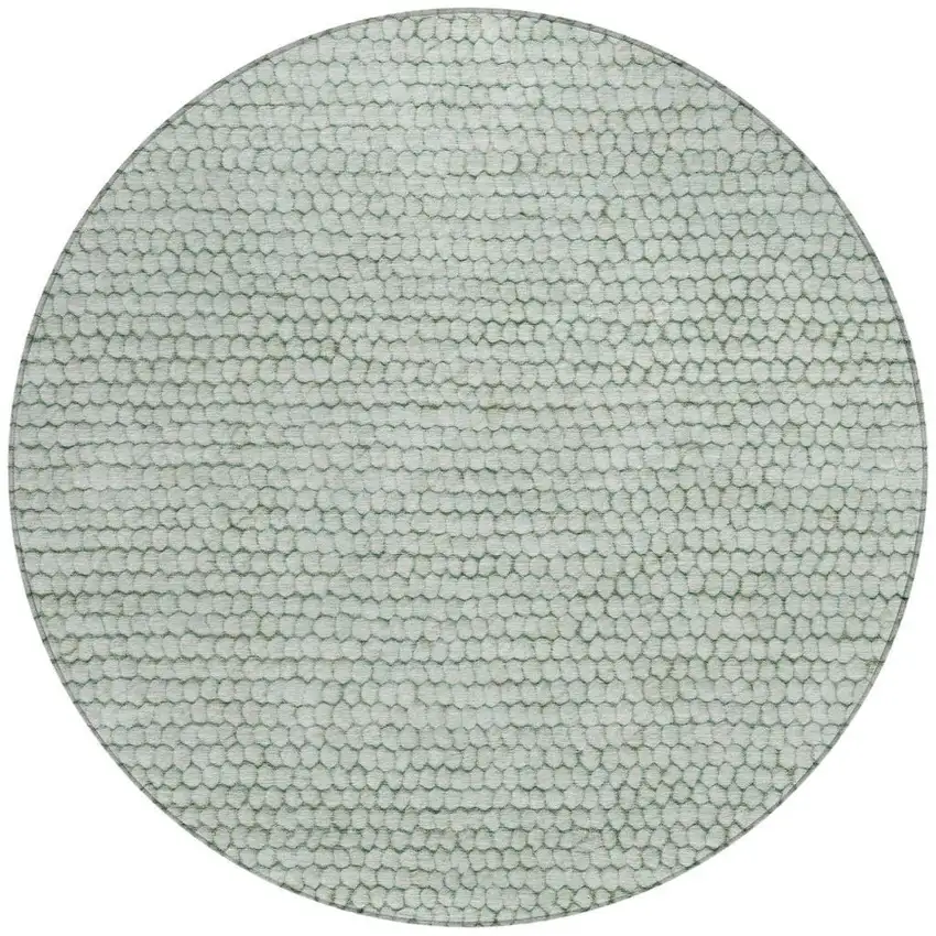 8' Green And Blue Round Striped Washable Indoor Outdoor Area Rug Photo 4