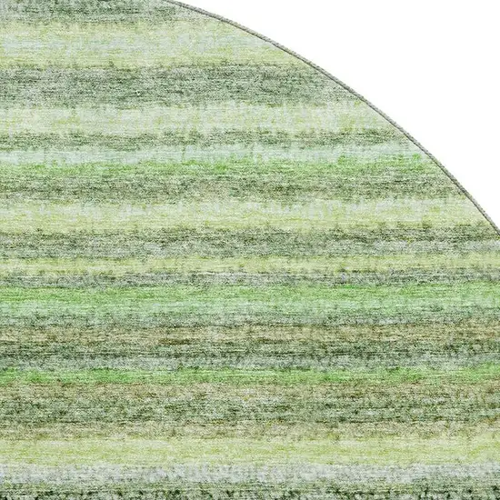 8' Green And Blue Striped Washable Round Rug With UV Protection Photo 3