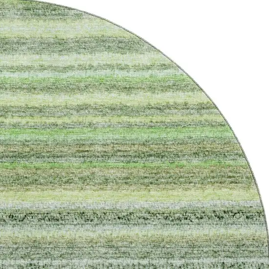8' Green And Blue Striped Washable Round Rug With UV Protection Photo 4