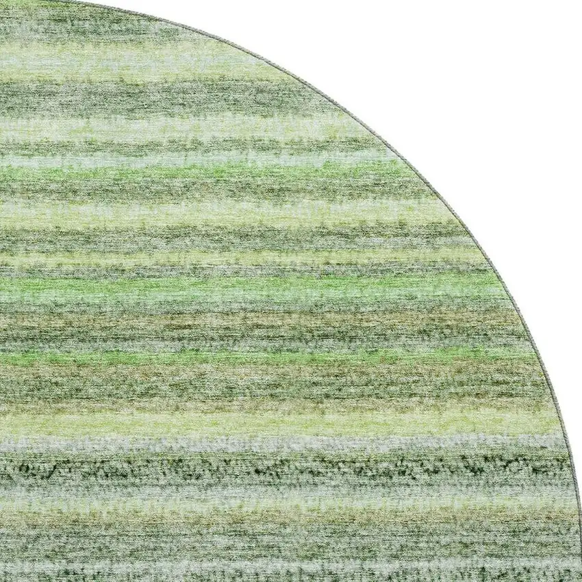 8' Green And Blue Striped Washable Round Rug With UV Protection Photo 4