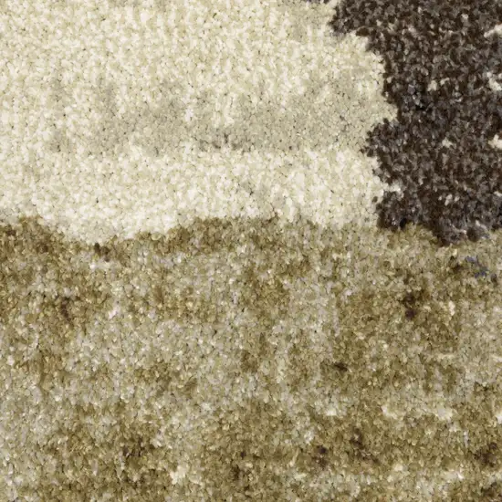 7' Green And Brown Abstract Runner Rug Photo 7