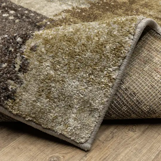 7' Green And Brown Abstract Runner Rug Photo 9