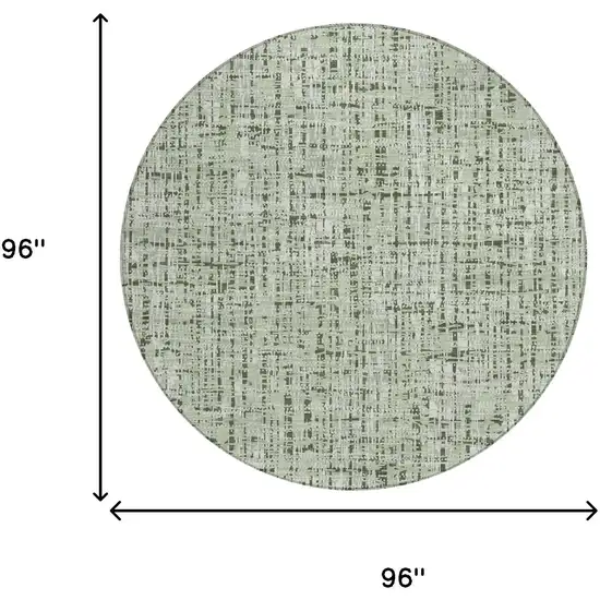 8' Green And Brown Round Abstract Washable Indoor Outdoor Area Rug Photo 7