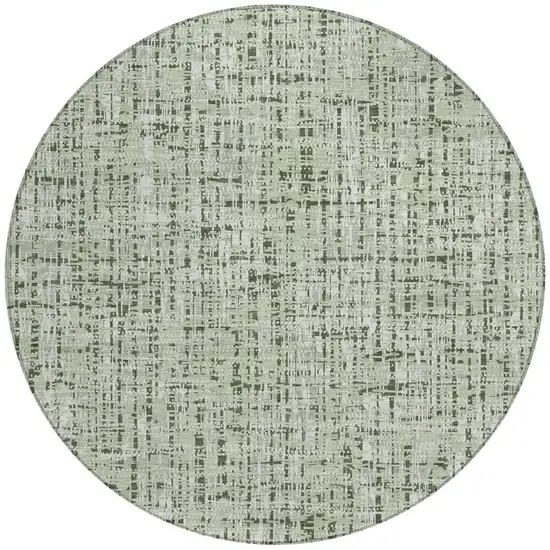 8' Green And Brown Round Abstract Washable Indoor Outdoor Area Rug Photo 2