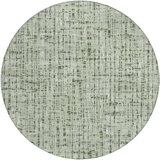 8' Green And Brown Round Abstract Washable Indoor Outdoor Area Rug Photo 3