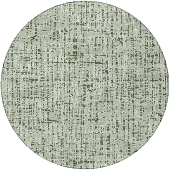 8' Green And Brown Round Abstract Washable Indoor Outdoor Area Rug Photo 4