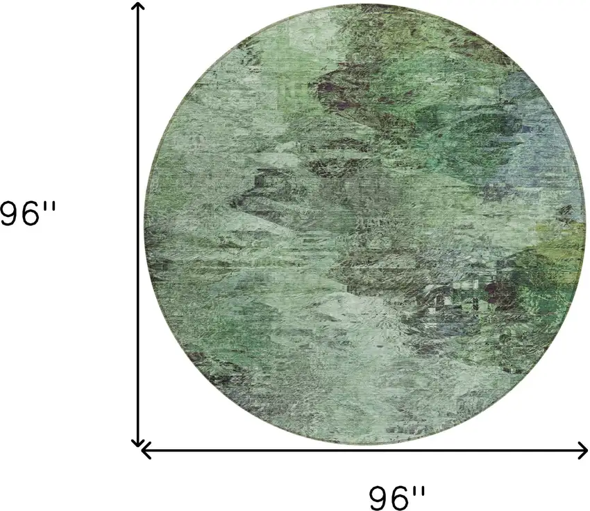8' Green And Brown Round Abstract Washable Indoor Outdoor Area Rug Photo 3