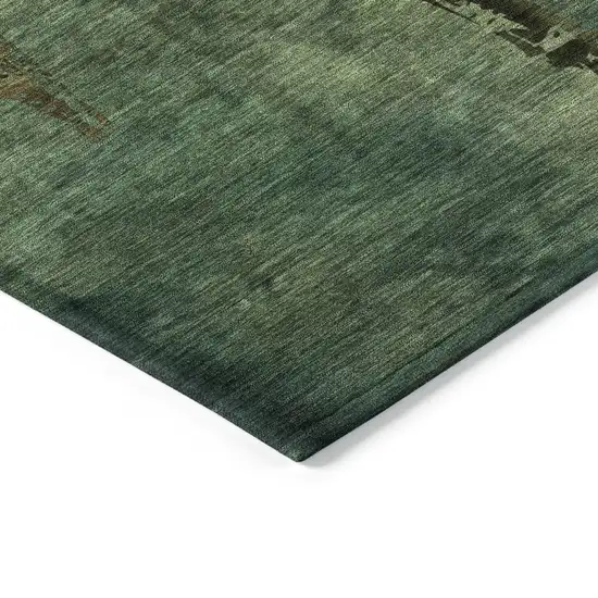 8' Green And Brown Round Botanical Leaves Washable Indoor Outdoor Area Rug Photo 4