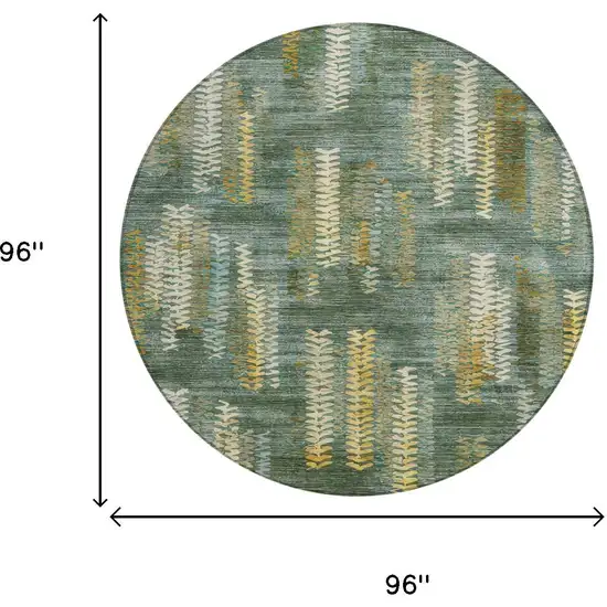 8' Green And Brown Round Striped Washable Indoor Outdoor Area Rug Photo 6
