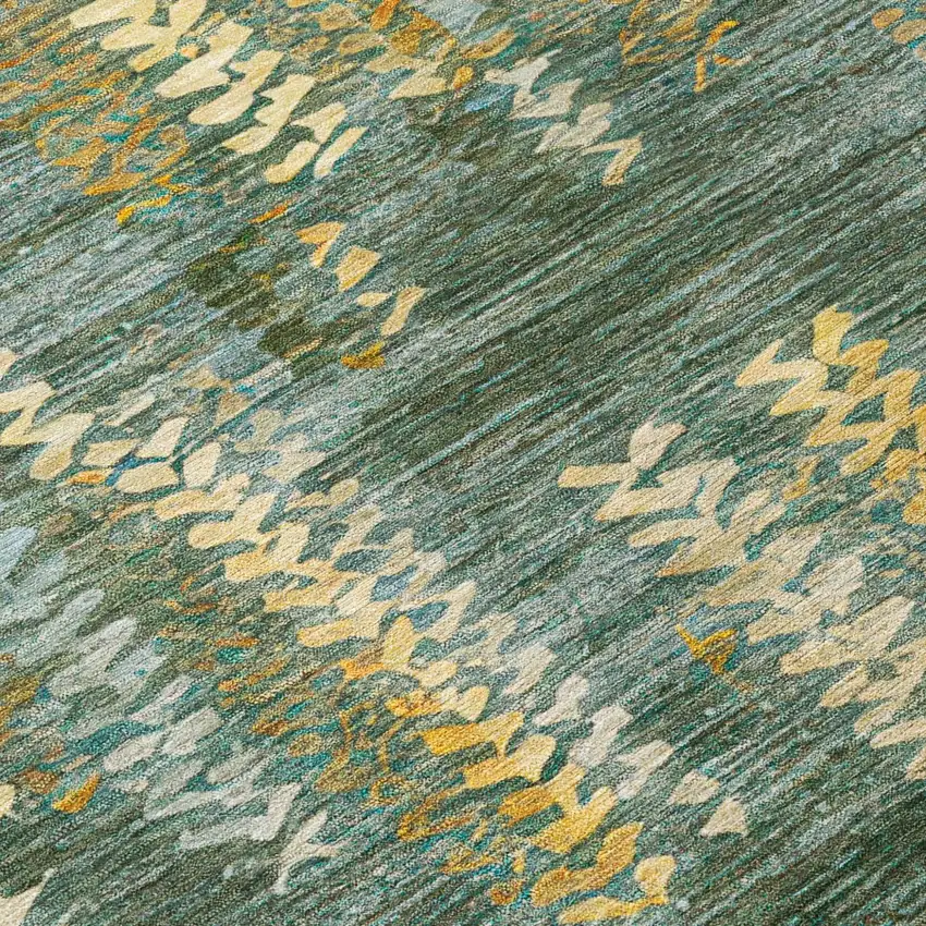 8' Green And Brown Round Striped Washable Indoor Outdoor Area Rug Photo 5