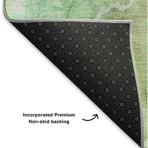 Photo of 8' Green And Charcoal Abstract Washable Round Rug With UV Protection