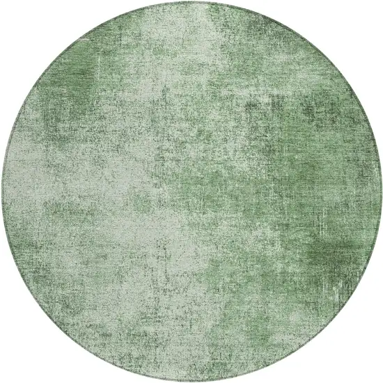 8' Green And Charcoal Round Abstract Washable Indoor Outdoor Area Rug Photo 1