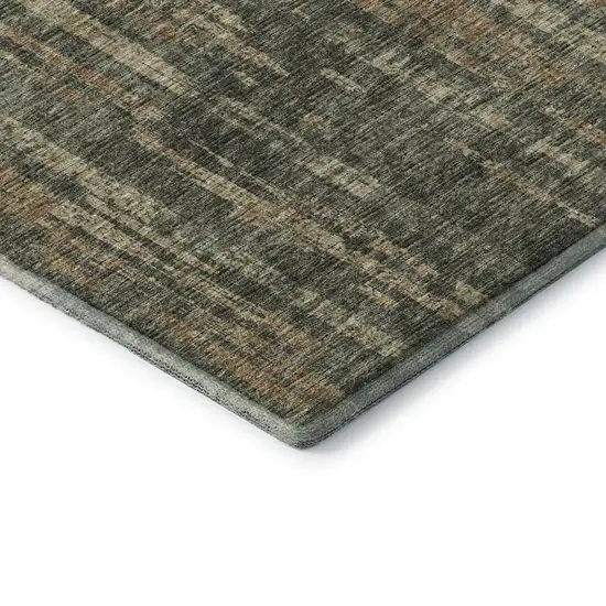 8' Green And Charcoal Round Abstract Washable Indoor Outdoor Area Rug Photo 6