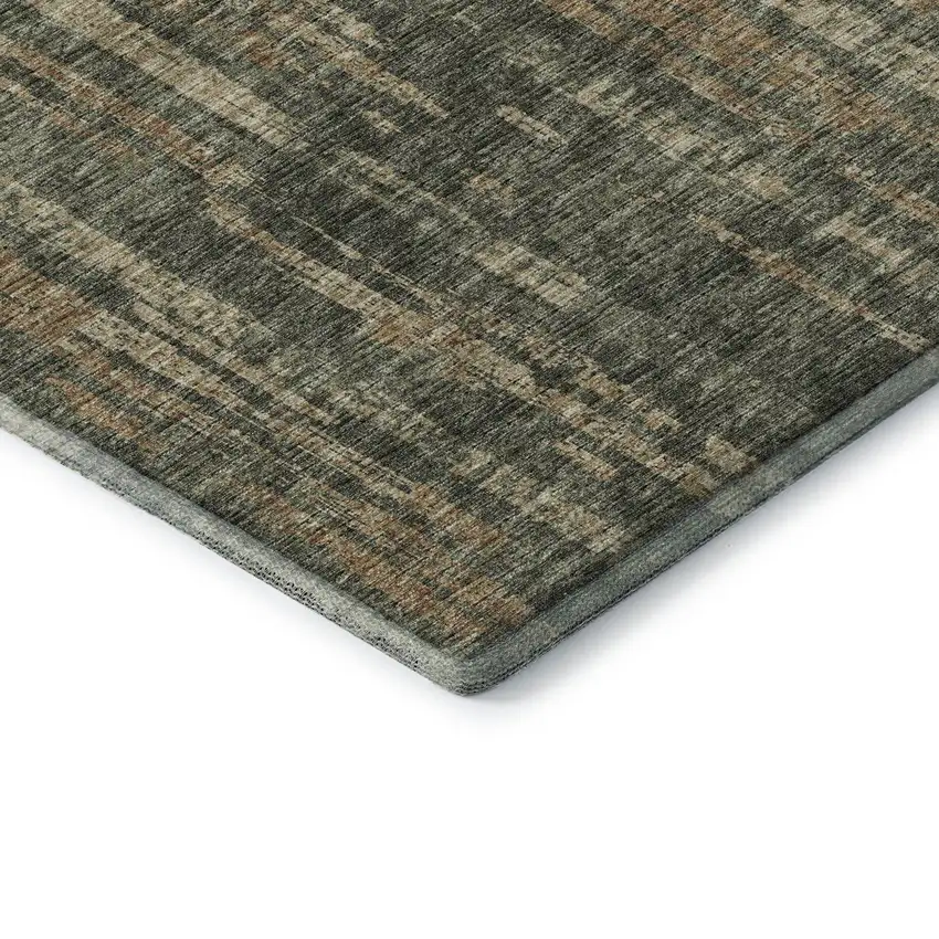 8' Green And Charcoal Round Abstract Washable Indoor Outdoor Area Rug Photo 6