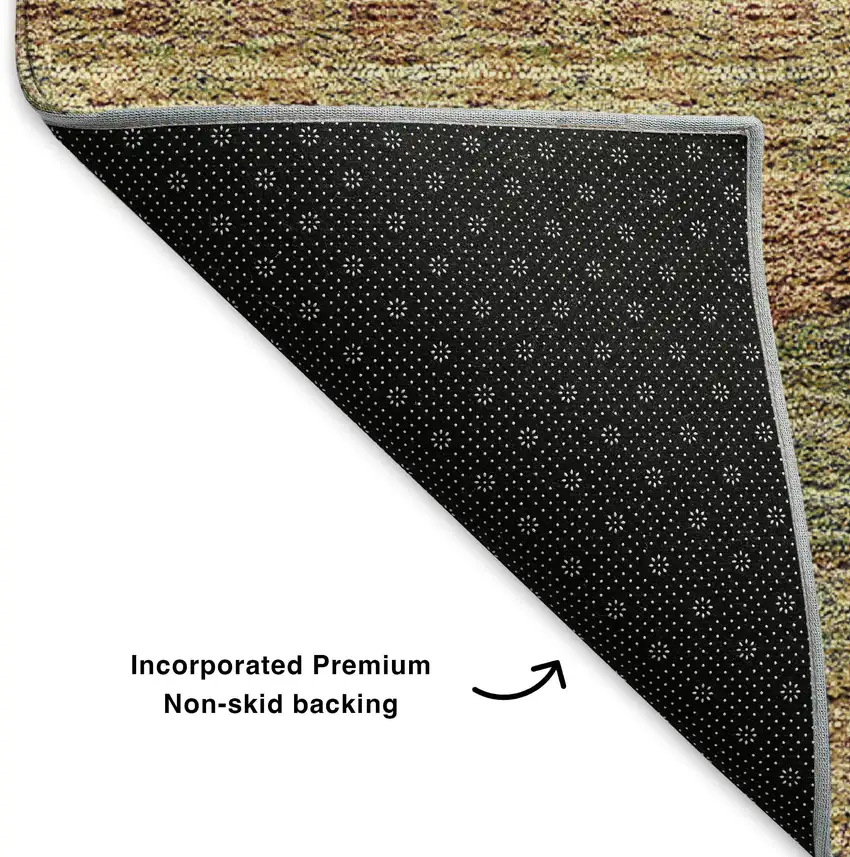 8' Green And Copper Floral Medallion Washable Round Rug With UV Protection Photo 6