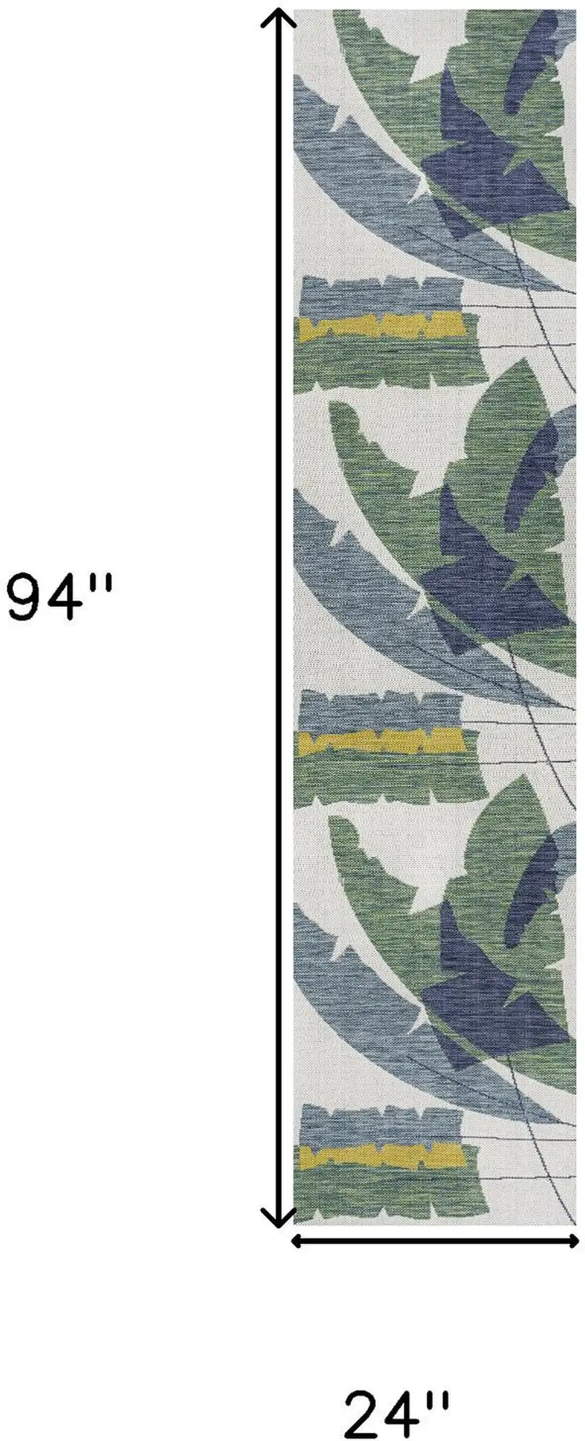 8' Green And Cream Abstract Indoor Outdoor Runner Rug Photo 9