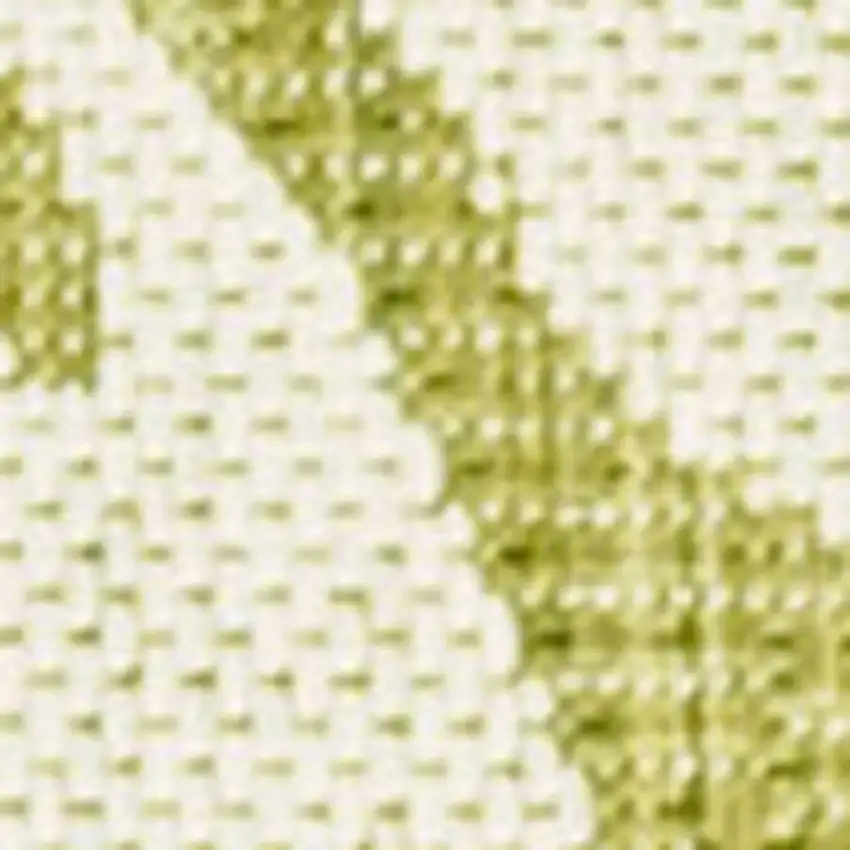 10' Green And Cream Floral Indoor Outdoor Runner Rug Photo 2