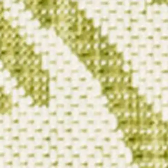 8' Green And Cream Floral Indoor Outdoor Runner Rug Photo 2