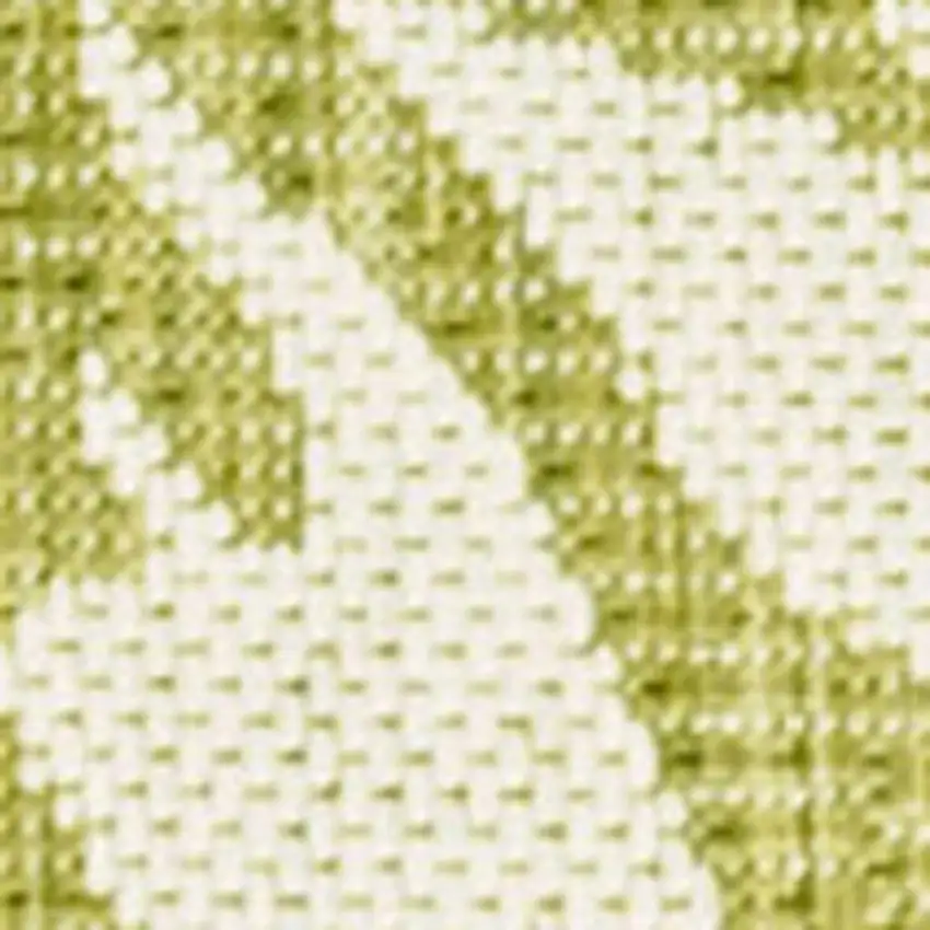 8' Green And Cream Floral Indoor Outdoor Runner Rug Photo 3