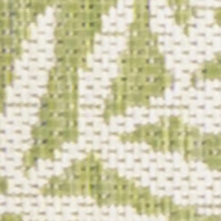 10' Green And Cream Floral Indoor Outdoor Runner Rug Photo 3