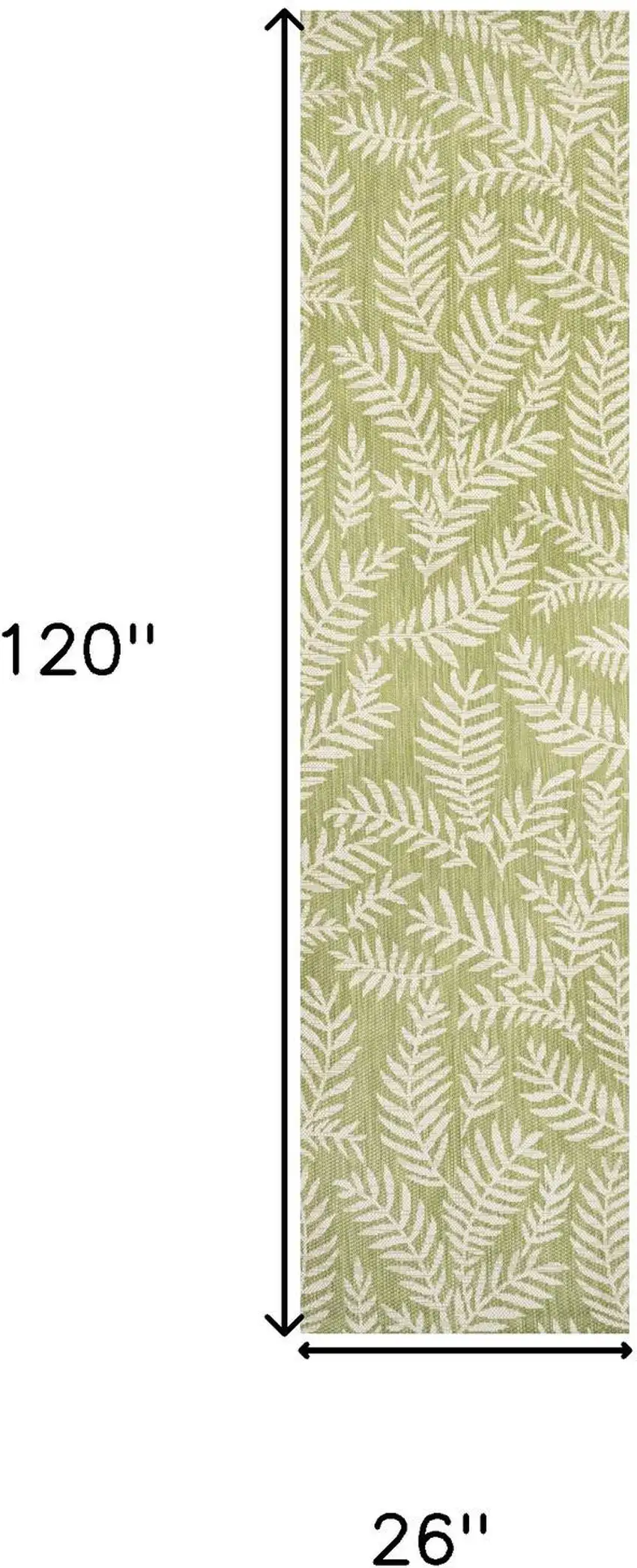 10' Green And Cream Floral Indoor Outdoor Runner Rug Photo 7
